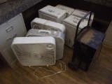 (4) HUMIDIFIERS & BATTERY CHARGER & BOX FANS...