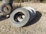 (3) SEMI TIRES & (2) PICKUP TIRES...