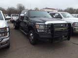 2015 FORD F350 4X4 CREWCAB FLATBED, S/N 1FT8W3DT3FEA81014, PWR STROKE ENG, AUTO TRANS, OD READS