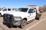 2014 DODGE RAM 3500 4X4 CREWCAB FLATBED, S/N 3C63RRJL5EG132858, CUMMINS ENG, AUTO TRANS, OD READS