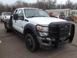 2012 FORD F550 4X4X EXTCAB FLATBED, S/N 1FD0X5HT4CEB25366, PWR STROKE, AUTO TRANS, OD READS 337998