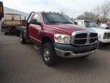 2008 DODGE RAM 3500 4X4 FLATBED, S/N 306WH36A08G1173880, CUMMINS ENG, MANUAL TRANS, OD READS 192945