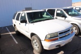 2002 CHEVY BLAZER 4X4 SUV, S/N 206069, V6 ENG, AUTO TRANS, OD READS 67142 MILES, NEW TIRES,...