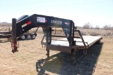 2012 CIRCLE M 40' T/A GOOSENECK FLATBED TRAILER , DOVE W/RAMPS