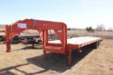 MAY T/A GOOSENECK FLATBED TRAILER, S/N A007499, DOVE W/ RAMPS