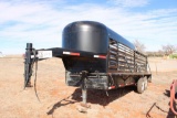 20' T/A GOOSENECK LIVESTOCK TRAILER, HALF TOP