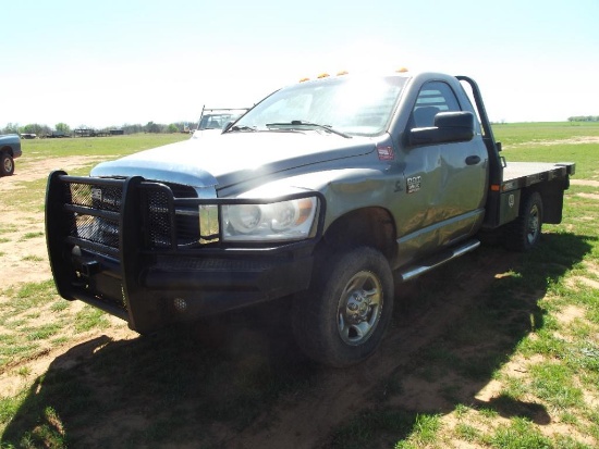 2008 DODGE 3500 4X4 FLATBED , S/N 3DG6WH36A686221673, DIESEL ENG, AUTO TRANS, OD READS 137426 MILES