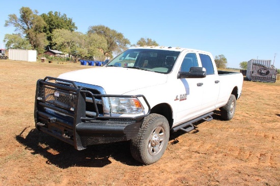 2017 DODGE RAM 2500 4X4 CREWCAB PICKUP, S/N 3C6UR5HLXHG570993, CUMMINS ENG, AUTO TRANS, OD READS