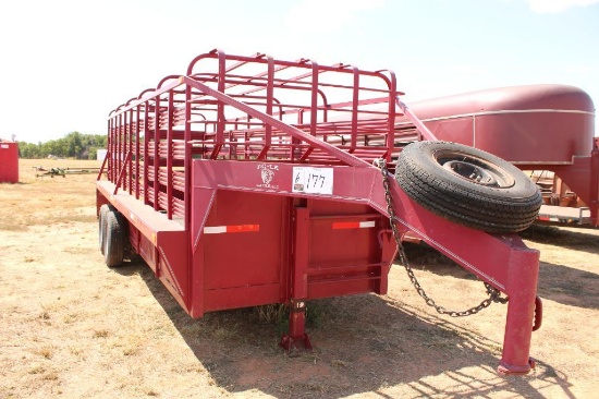 SHOPBILT 20' T/A GOOSENECK STOCK TRAILER, 1 DIVIDER, BIG GATE AND SLIDING GATE, BILL OF SALE