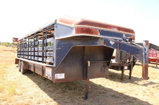 1998 S&H T/A 24' GOOSENECK STOCK TRAILER, S/N 140GD22F4WA035387, (2) DIVIDER GATES, BIG GATE W/