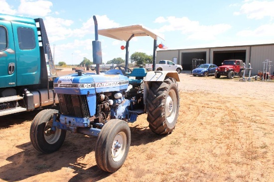 FORD FARMTRAC 60 FARM TRACTOR, S/N 290465, HOUR METER READS 2574 HRS, 3PT, 2 REMOTES
