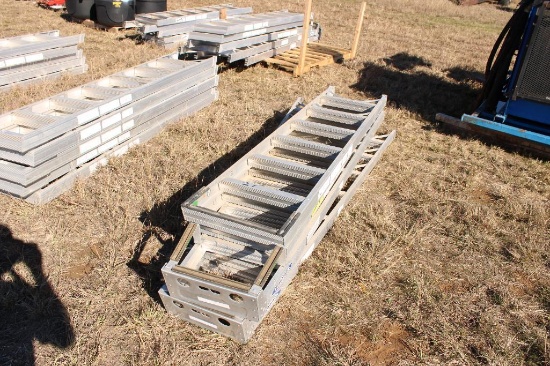(5) ALUMINUM LADDERS. SELLS AS A LOT. LOCATED IN YARD 1 ELMORE CITY...
