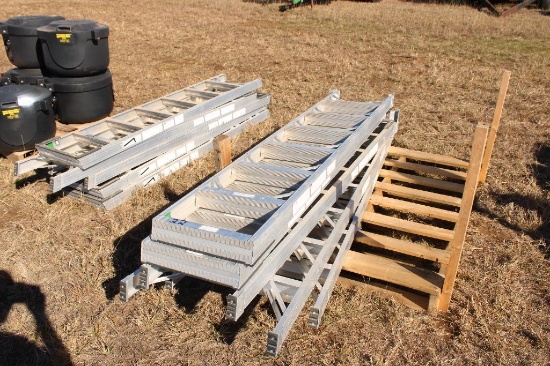 (5) ALUMINUM LADDERS. SELLS AS A LOT. LOCATED IN YARD 1 ELMORE CITY...
