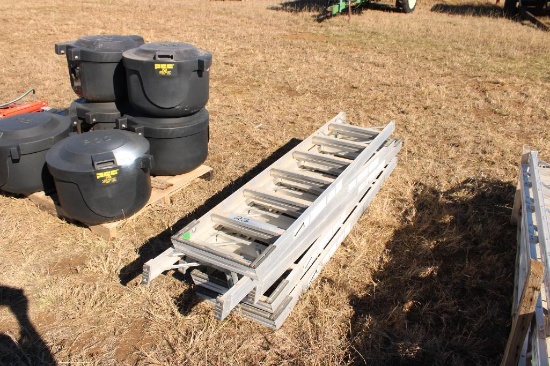 (5) ALUMINUM LADDERS. SELLS AS A LOT. LOCATED IN YARD 1 ELMORE CITY...