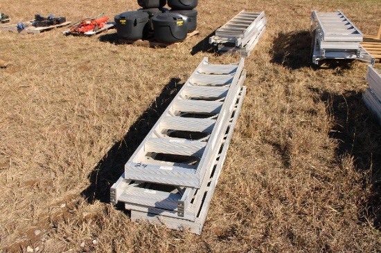 (5) ALUMINUM LADDERS. SELLS AS A LOT. LOCATED IN YARD 1 ELMORE CITY...