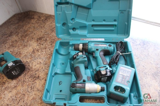 MAKITA 12V BATTERY DRILL & IMPACT RIVER IN CASE