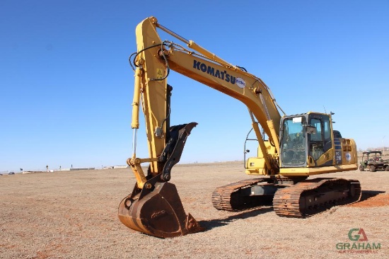 2013 KOMATSU PC210LC-10 HYD EXCAVATOR, S/N 450363, 42" BKT, HYD THUMB, CAB, A/C, HOUR METER READS