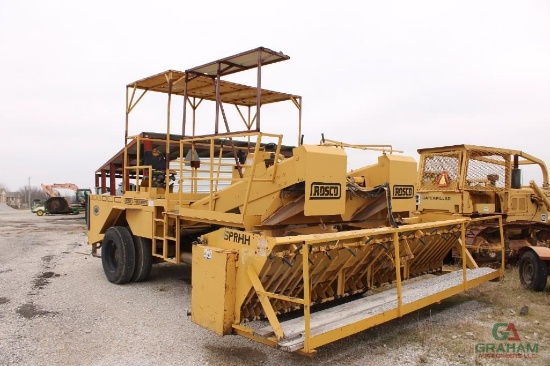 ROSCO SPRHH CHIP SPREADER, S/N 36429, CUMMINS ENG, HOUR METER READS 1504 HRS, CANOPY, SELLS OFFSITE