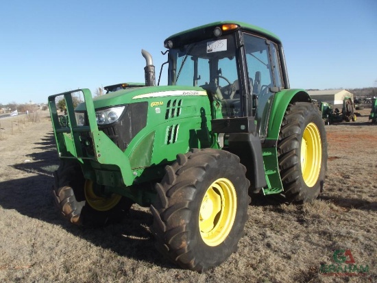 2014 JOHN DEERE 6125M MFWD FARM TRACTOR, S/N 799615, CAB, HOUR METER READS 3189 HRS, 3PT, PTO