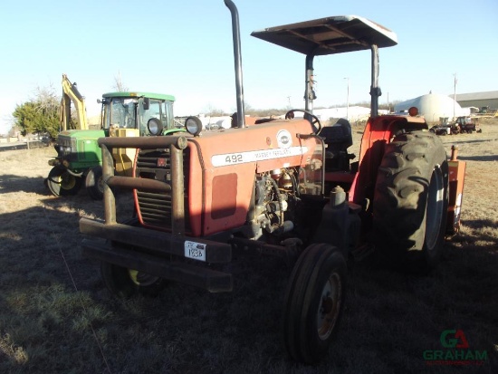 2004 MASSEY FERGUSON 492 SIDE BOOM MOWER, S/N M43039, RHINO DB150 MOWER