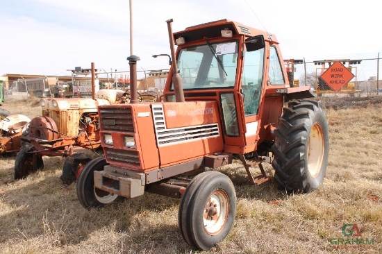 HESSTON 780 FARM TRACTOR, CAB, HOUR METER READS 4095 HRS, (DOES NOT RUN)