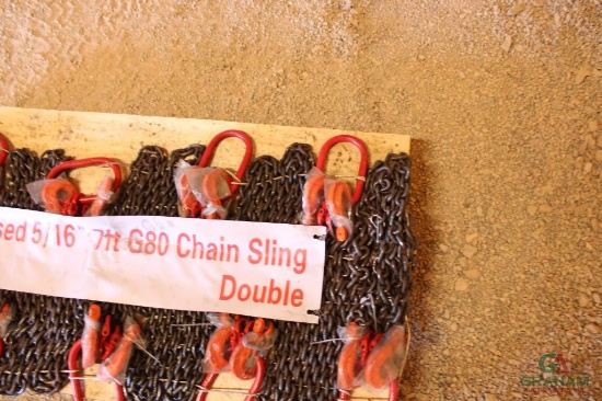 (2) 5/16" 7' DOUBLE LEG CHAIN SLINGS (UNUSED)