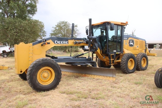 2021 John Deere 770gp Motor Grader, S/N 711748, Push Block, 14' M.B, Cab, Hour Meter Reads 3998 Hrs,
