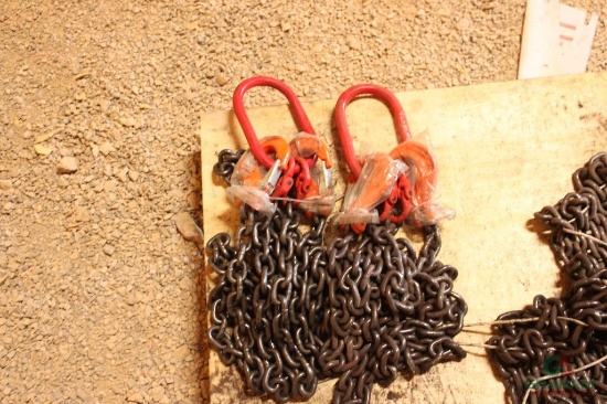 (2) 5/16" 7' Double Leg Chain Slings (Unused)