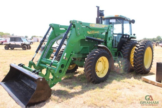 JOHN DEERE 4955 MFWD FARM TRACTOR, S/N 001165, SUPER STAR 8300 LOADER (LIKE NEW), G.P BUCKET, CAB,