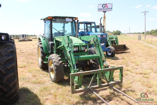 JOHN DEERE 5425 MFWD FARM TRACTOR, JD 542 LOADER, CAB, HOUR METER READS 2302 HRS, 3PT, PTO