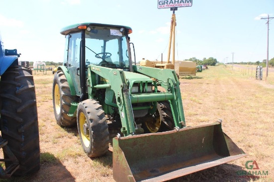 JOHN DEERE 5420 MFWD FARM TRACTOR, S/N 246442, 541 LOADER, CAB, HOUR METER READS 8506 HRS, 3PT, PTO