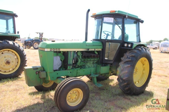 JOHN DEERE 2955 FARM TRACTOR, S/N 94861, CAB, HOUR METER READS 3321 HRS, 3PT, PTO