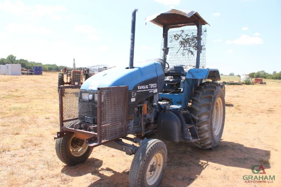 NEW HOLLAND TS100 FARM TRACTOR, ROPS, HOUR METER READS 1479 HRS, 3PT, PTO
