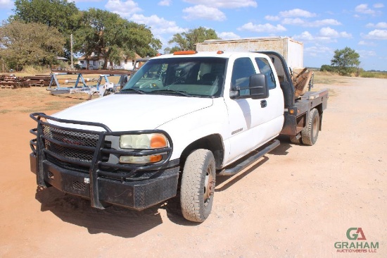 2003 GMC 3500 4X4 EXT CAB ARM BED, S/N 1GDJK39G23E301565, V8 GAS ENG, AUTO TRANS, OD READS 140011
