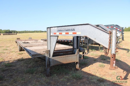 TRAILERMAN 40' T/A GOOSENECK FLATBED TRAILER, DOVE W/RAMPS , NO TITLE