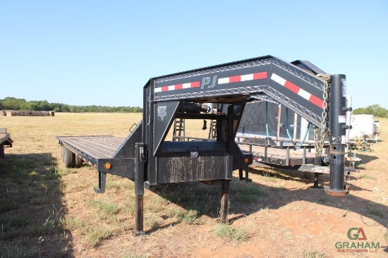 2015 PJ T/A GOOSENECK FLATBED TRAILER, S/N 1P5LY3623F1221273, HYD JACKS, HYD DOVE, NO TITLE