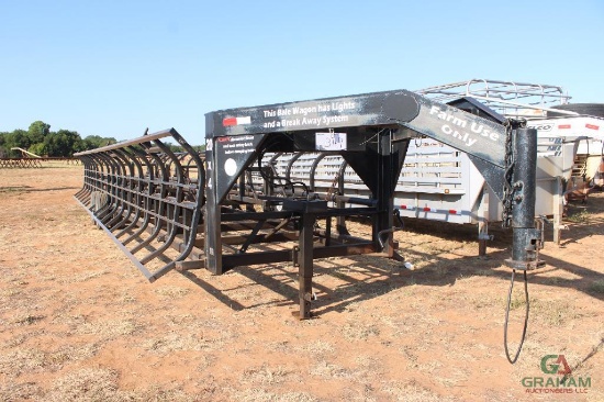 20 BALE T/A GOOSENECK HAY TRAILER, ELECTRIC OVER HYD DUMP, WILL HAUL (20) 4' BALES OR (16) 5' BALES