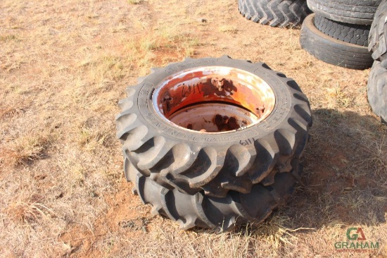 (2) 11.2-24 TRACTOR TIRES ON RIMS