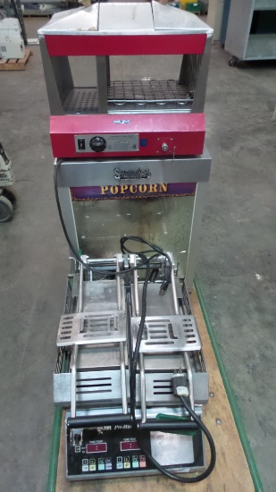 Popcorn Machine, Hot Dog/Bun Warmer, Griddle Press