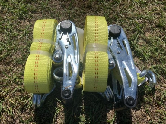 NEW (2) 27FT NYLON RATCHET STRAPS 3333LB
