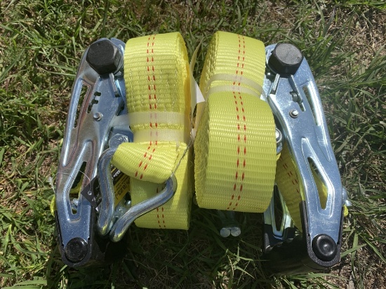 NEW (2) 27FT NYLON RATCHET STRAPS 3333LB