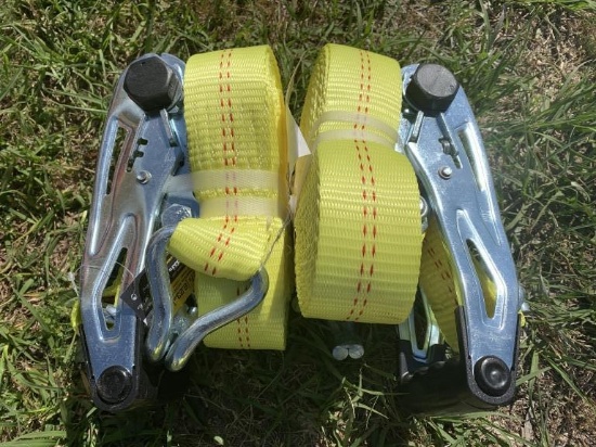 NEW (2) 27FT NYLON RATCHET STRAPS 3333LB