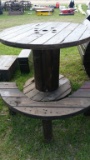 WOOD TABLE AND BENCH