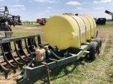 1000 GALLON WATER TANK W/PUMP ON TRAILER