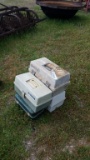 LOT (4)  FISHING TACKLE BOXES & DIP NETS