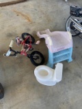 Lot-antique Toys, Bicycle, Slide, Toilet