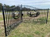 20ft Black Iron Entry Gate Deer Design