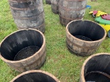 Two Half Whiskey Barrel Planters