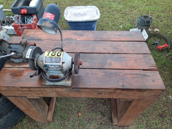 Commercial Work Bench W/vice + Grinder