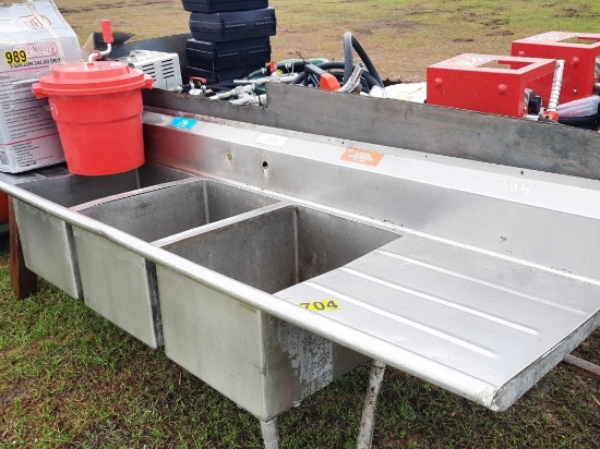 Ss 3 Compartment Sink 24" X 8-10 Inch